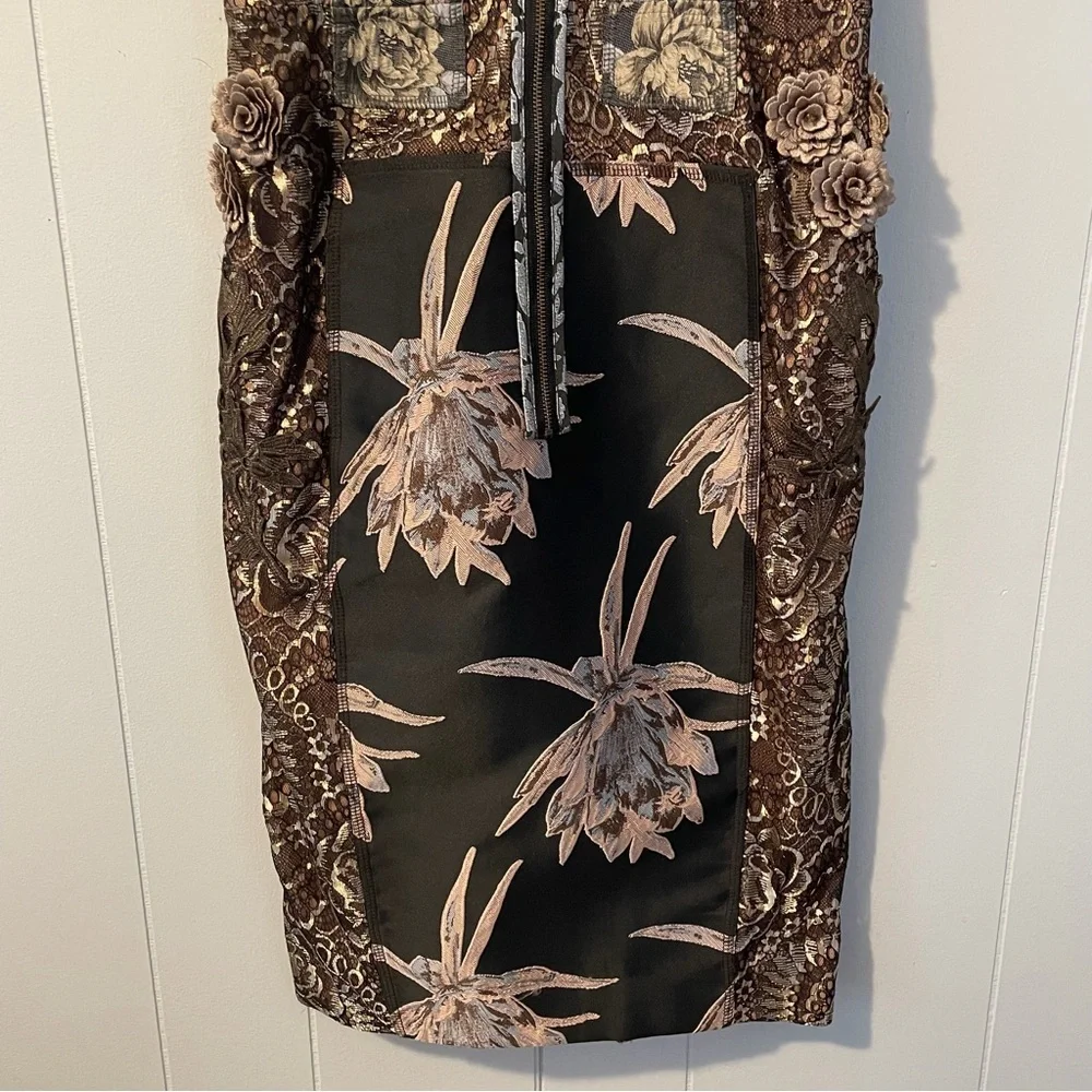 Beguile by Byron Lars Anthro “Noemi” Brocade Lace Print Sheath Dress – Size 2
